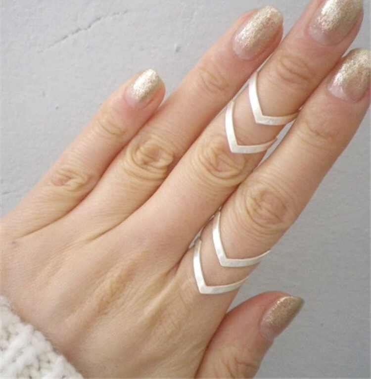 Double V Chevron Adjustable Ring - 18K Gold, Silver and Rose Gold Plated