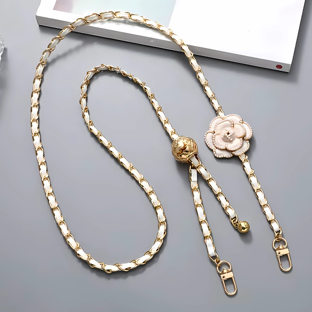 Adjustable Purse Chain Strap w/ Flower Crossbody Bag
