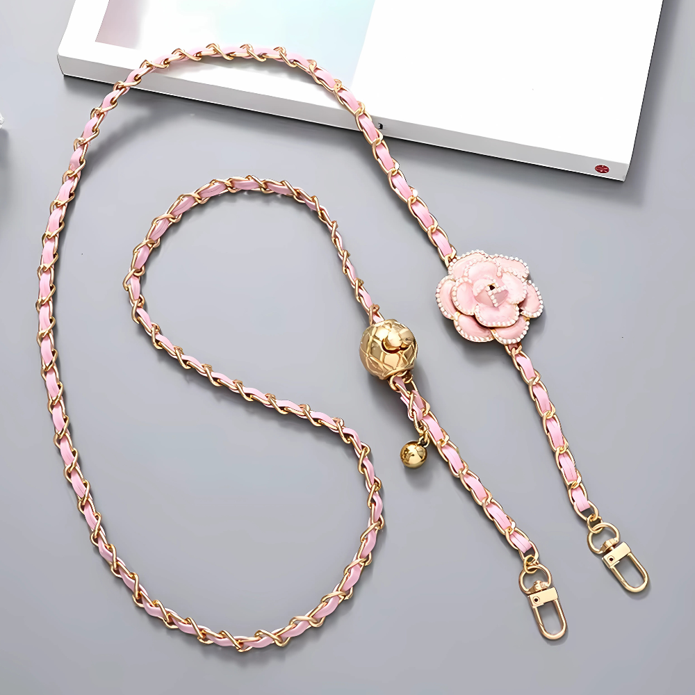 Adjustable Purse Chain Strap w/ Flower Crossbody Bag