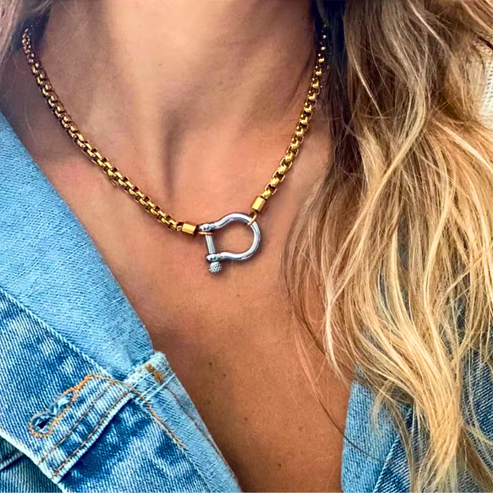 Carabiner Buckle Necklace - Stainless Steel