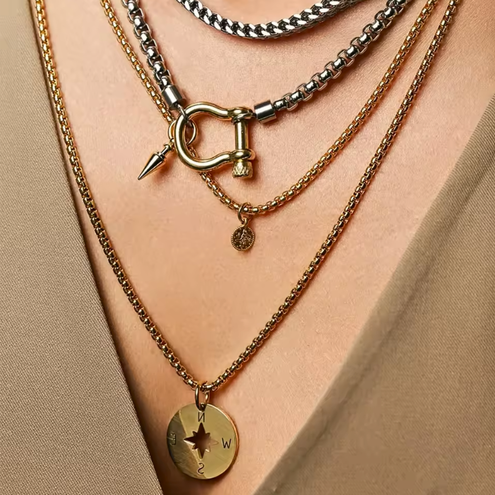 Carabiner Buckle Necklace - Stainless Steel