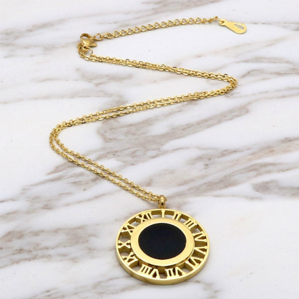 Cassia Roman Numerals Necklace - Stainless Steel