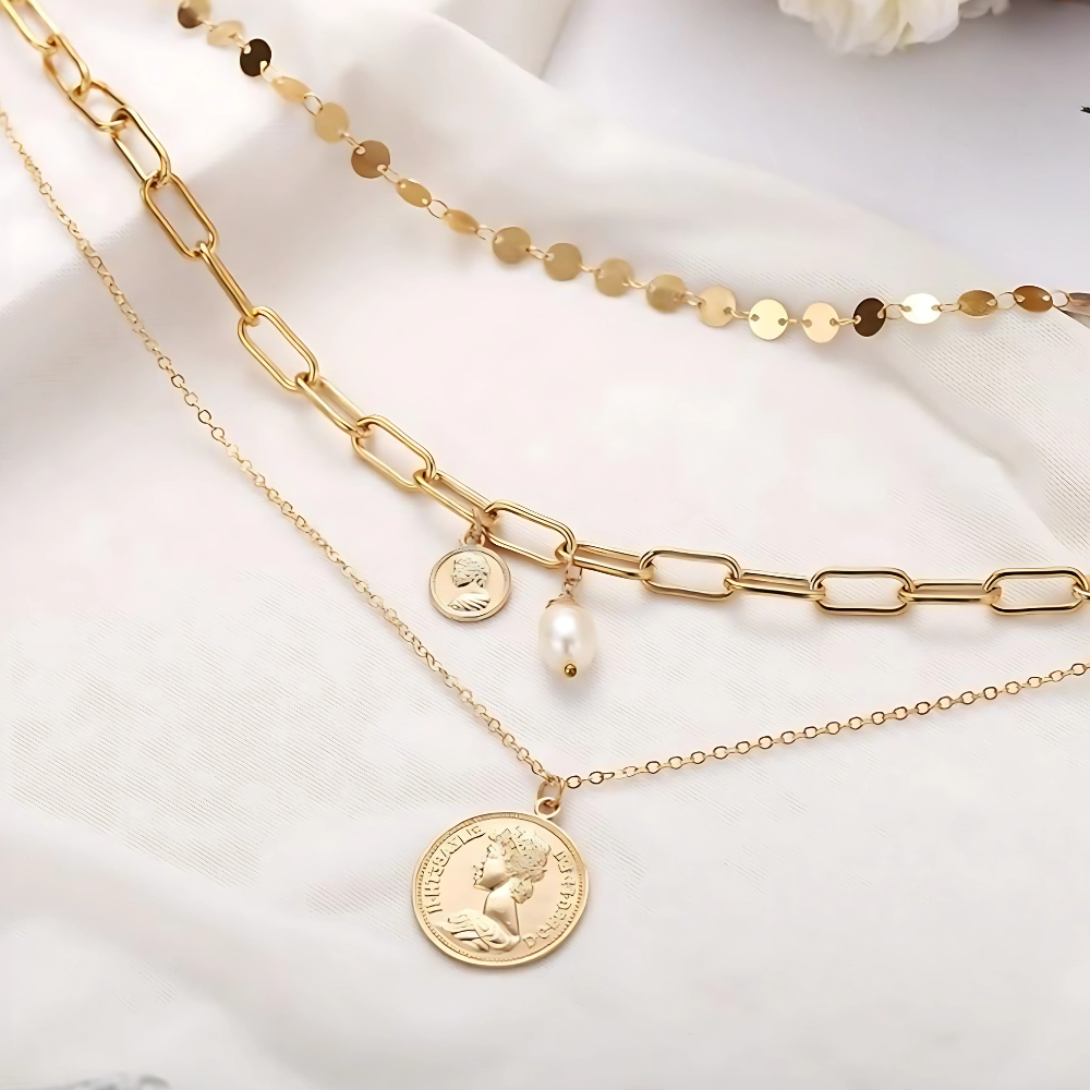 Coin Layered Statement Necklace