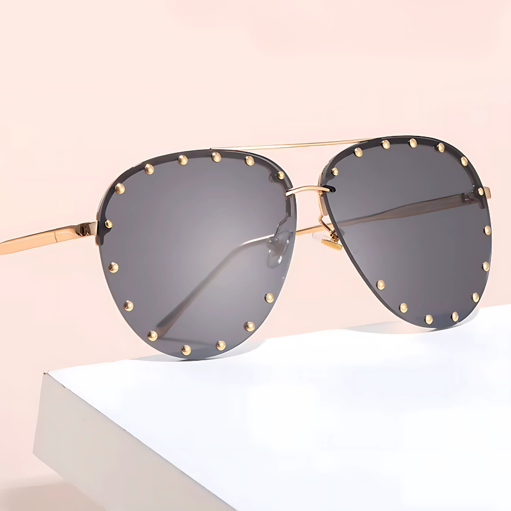 Aviator Rimless Studded Sunglasses