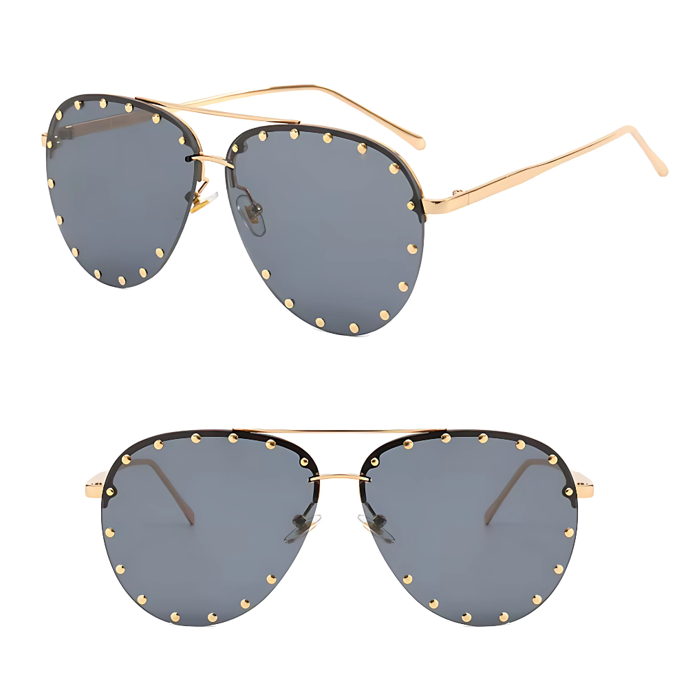 Aviator Rimless Studded Sunglasses