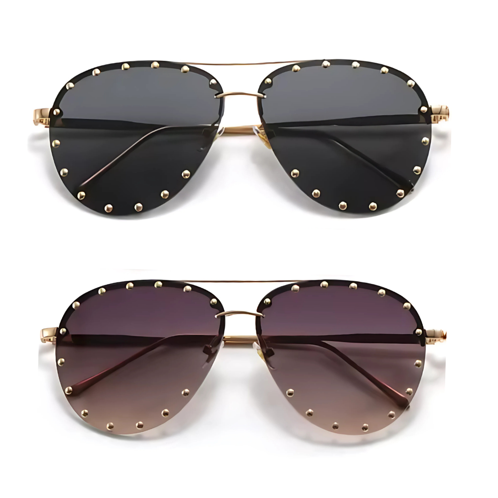 Aviator Rimless Studded Sunglasses