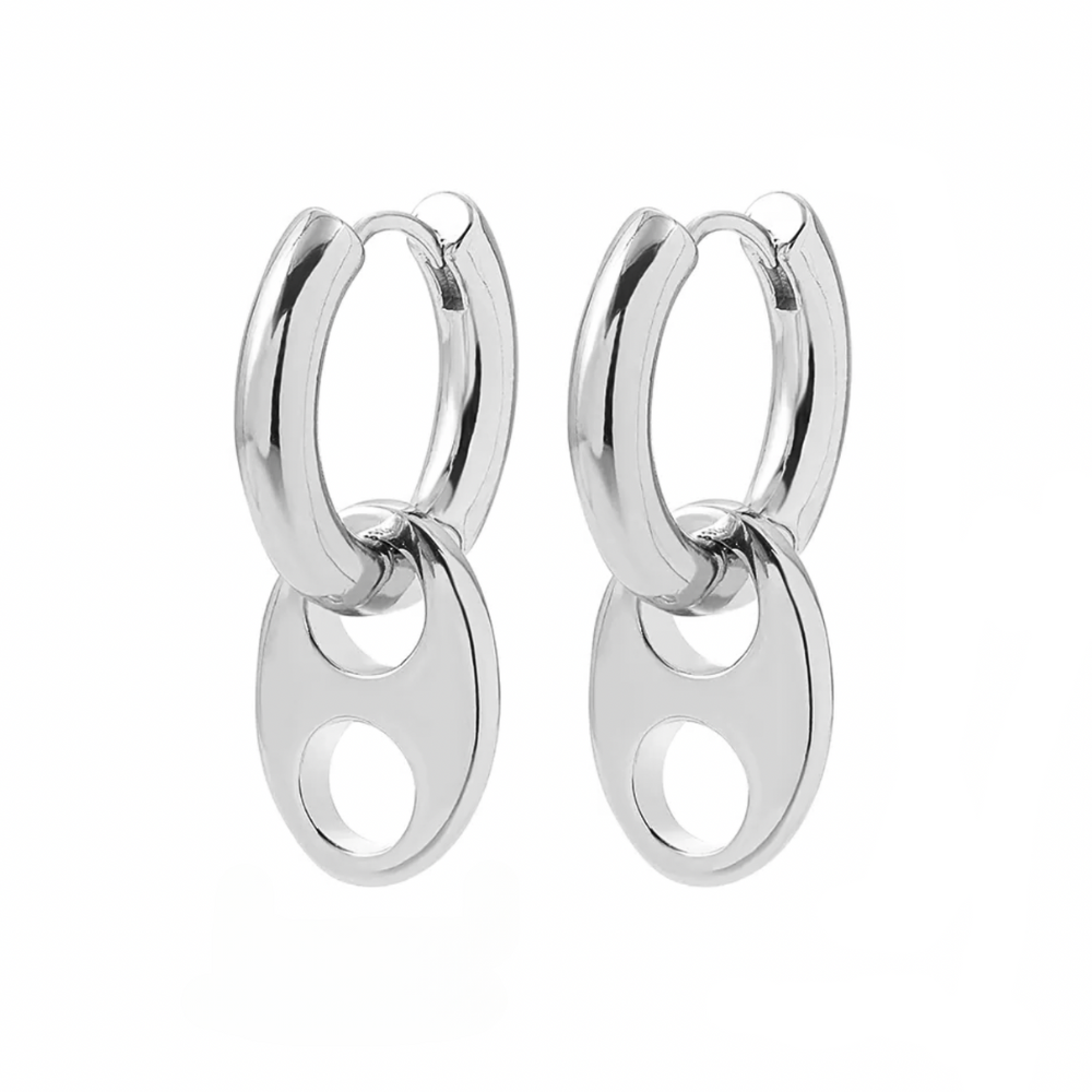 2-in-1 Convertible Silver Dangle Earrings
