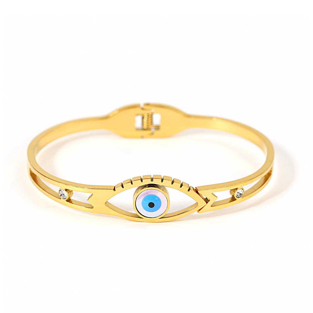 Amaya Evil Eye Bangle Bracelet - Stainless Steel