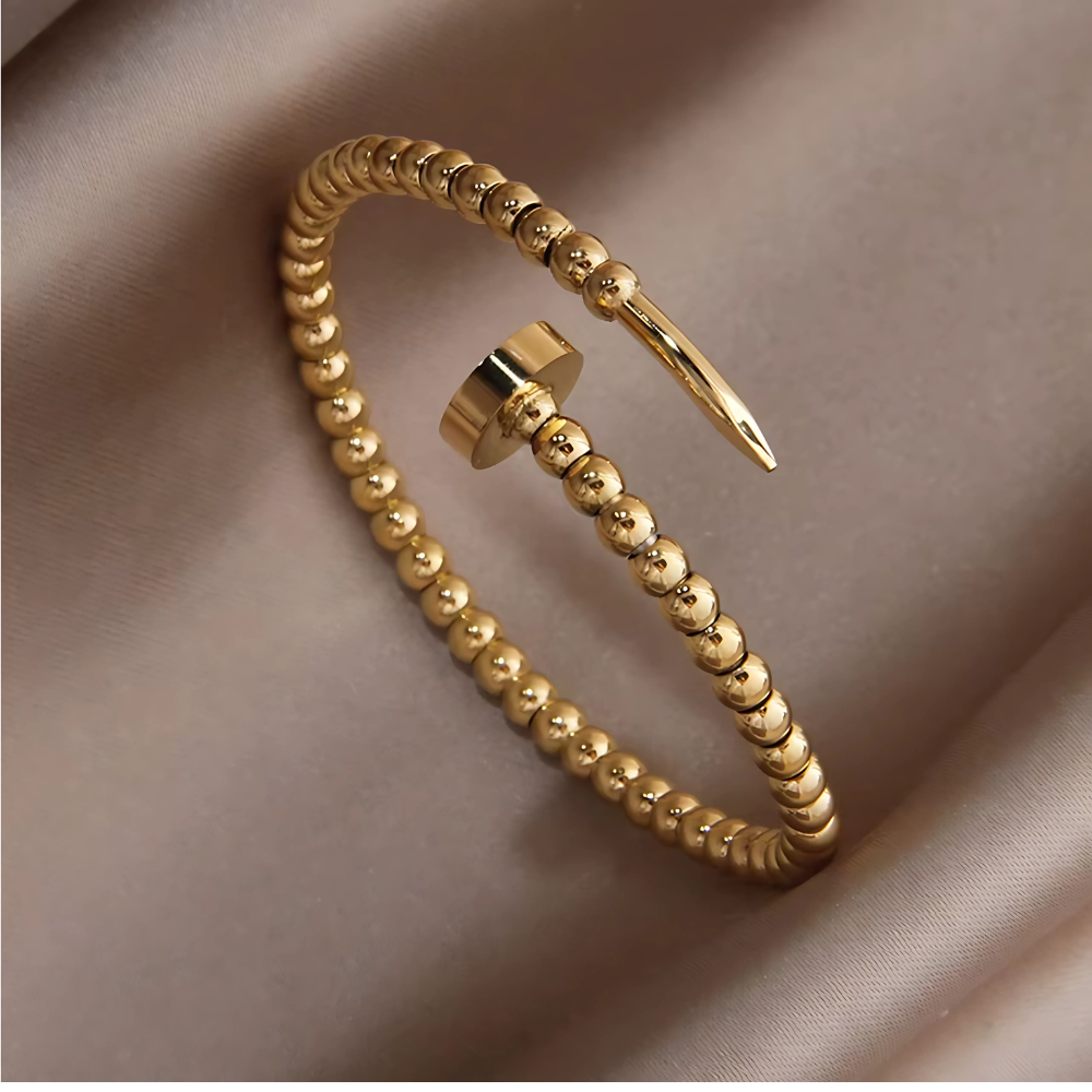Beaded Nail Bracelet - Stainless Steel