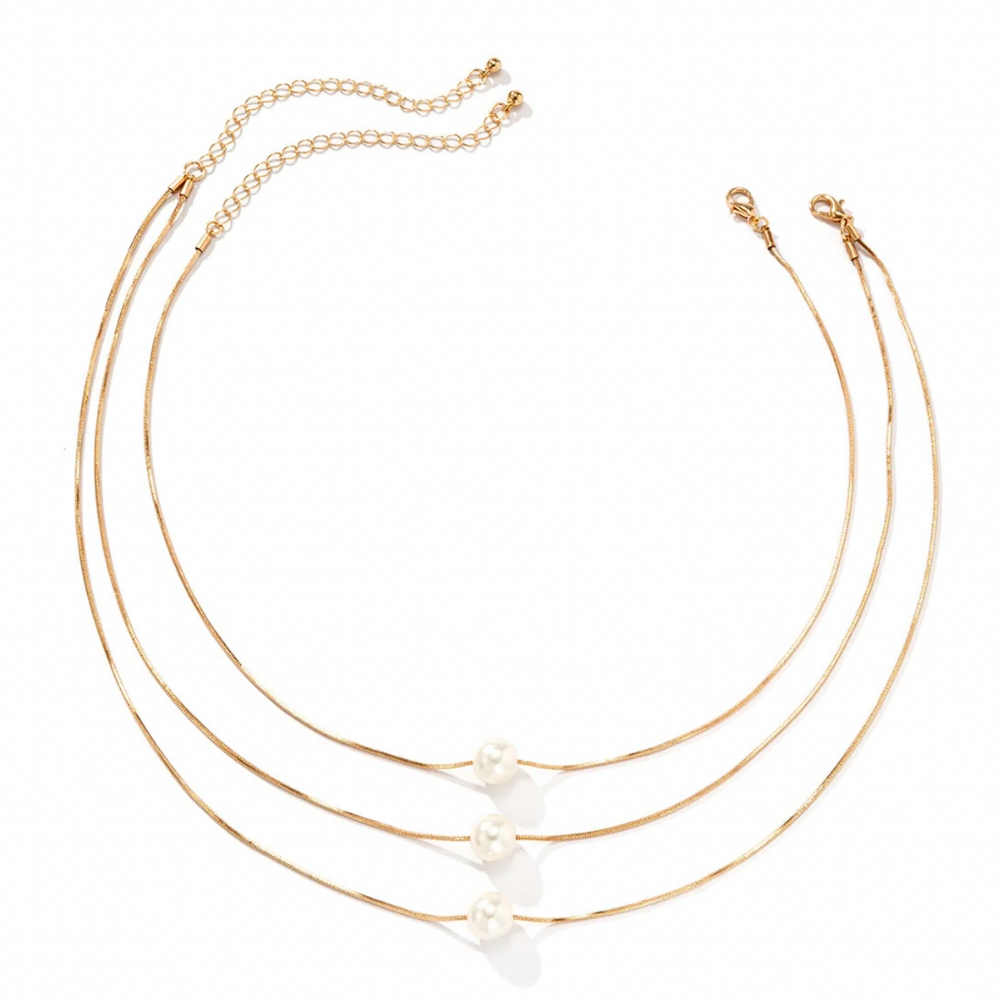 3 Pearl Dainty Necklace Set