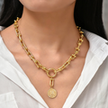 Coin Lariat Statement Necklace