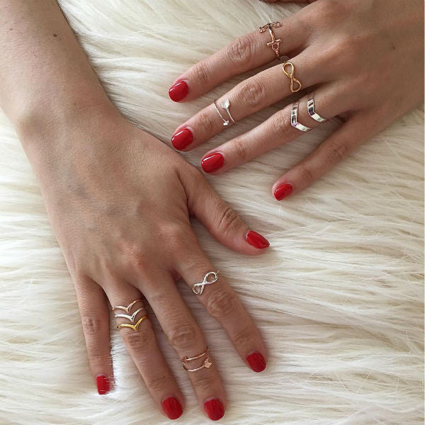 Double V Chevron Adjustable Ring - 18K Gold, Silver and Rose Gold Plated