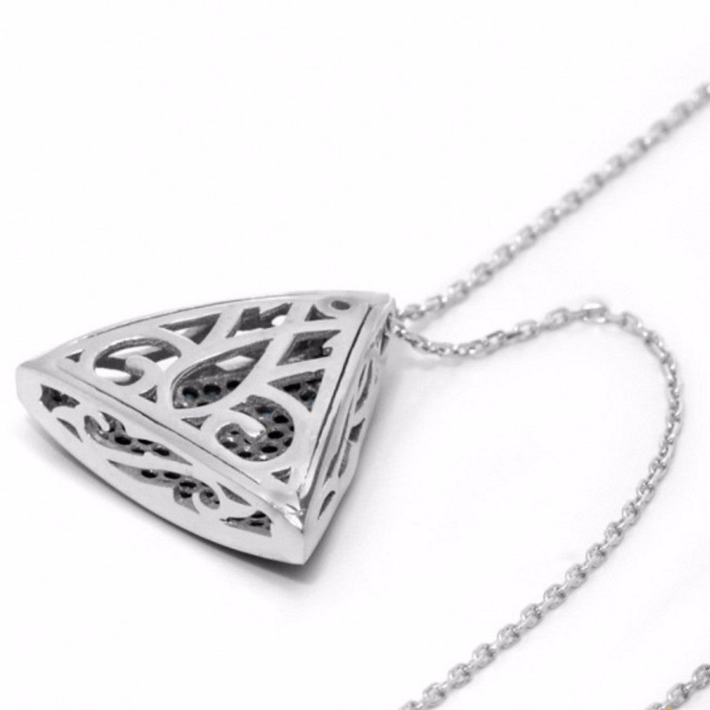 3D Triangle Necklace w/ Nano Turquoise - Sterling Silver