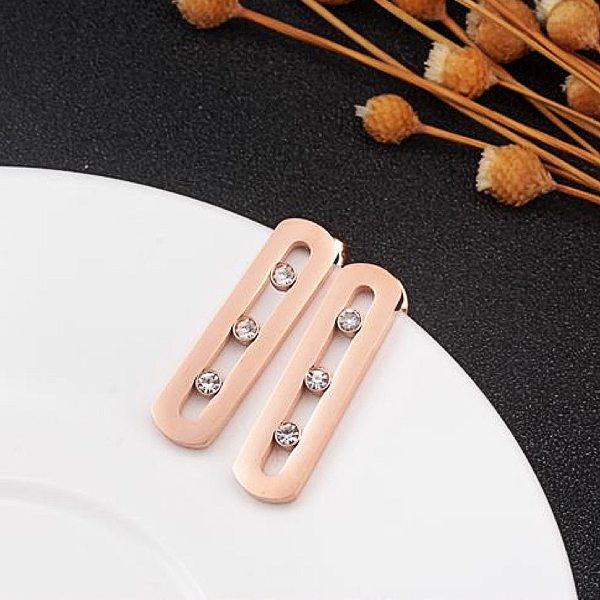 "Sliding" Stones Earrings - Stainless Steel