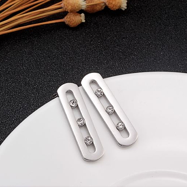 "Sliding" Stones Earrings - Stainless Steel