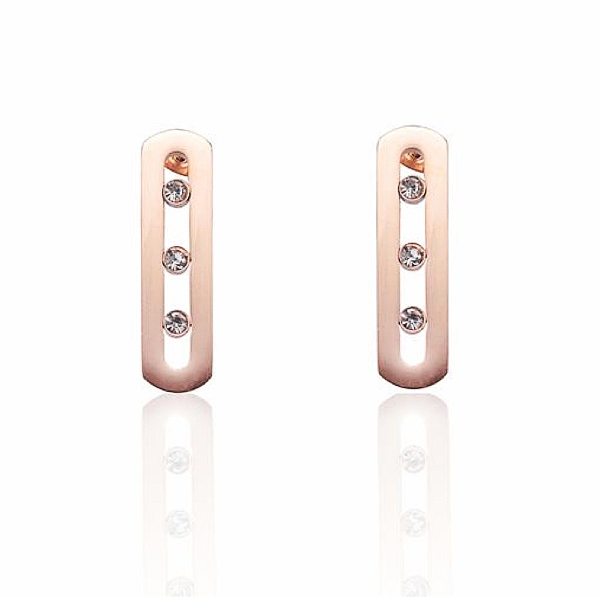 "Sliding" Stones Earrings - Stainless Steel