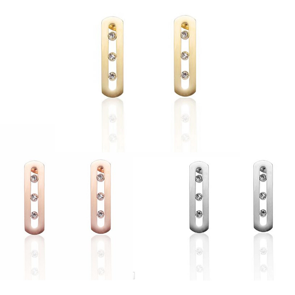 "Sliding" Stones Earrings - Stainless Steel