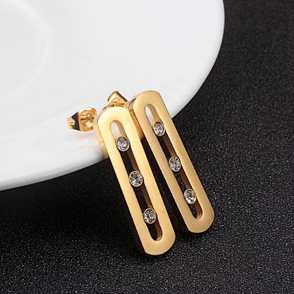 "Sliding" Stones Earrings - Stainless Steel